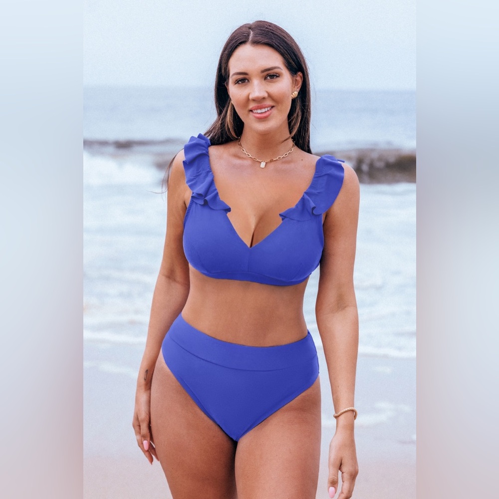 Cupshe Purple Ruffled Bikini Set